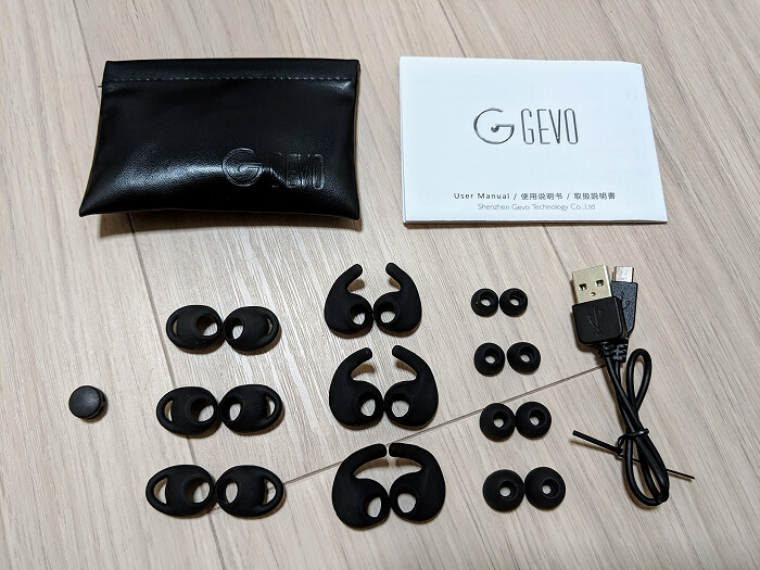 GEVO GV18 BT SPORTSBUDSの付属品一覧