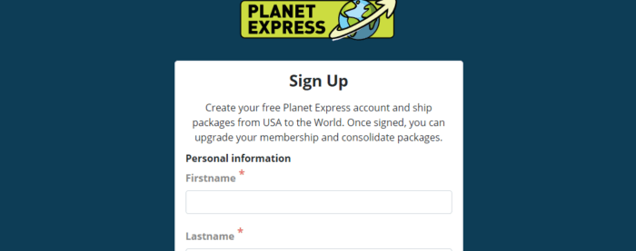 Planet Expressのユーザ登録ページ