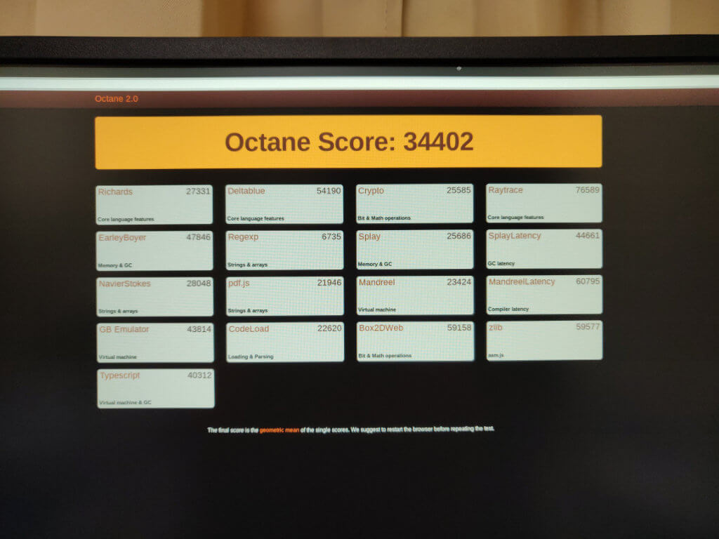 Acer Chromebox CXI3のOctaneスコア