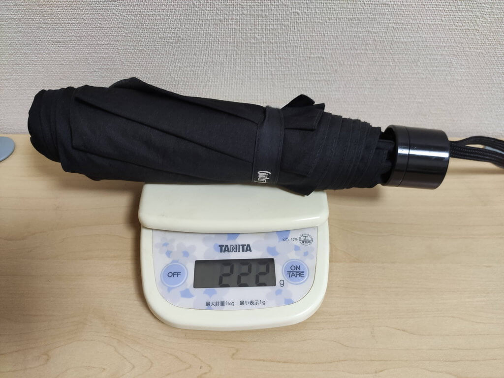 Waterfrontの一般的な折りたたみ傘の重さは222g