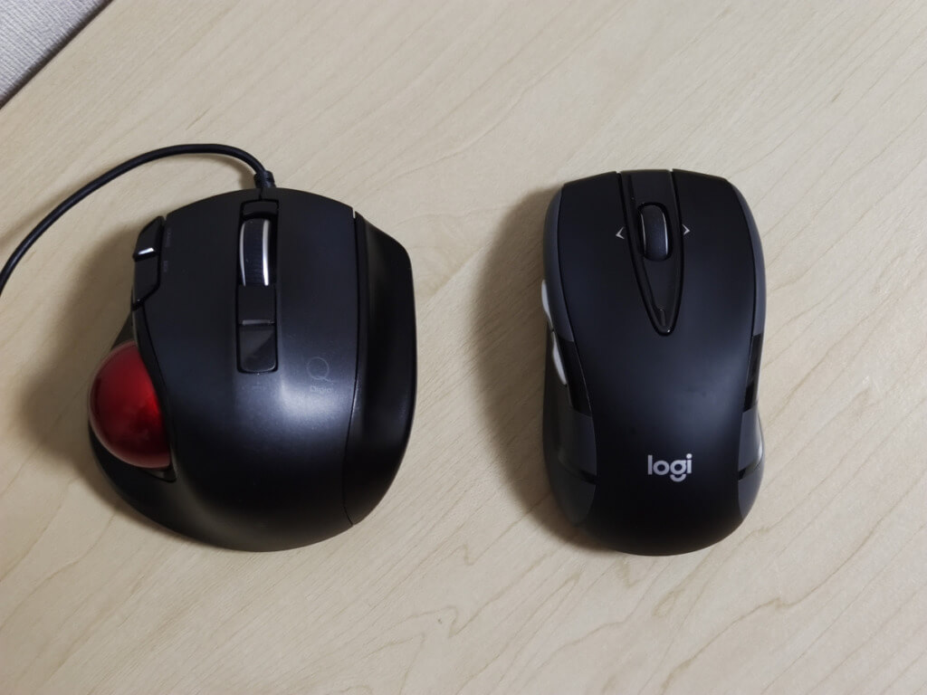 Digio2 QとLogicool M545BKの比較、横から見た写真