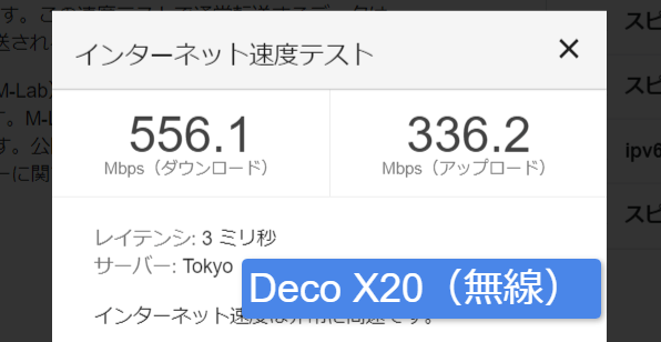 スピードテスト無線(Deco X20)