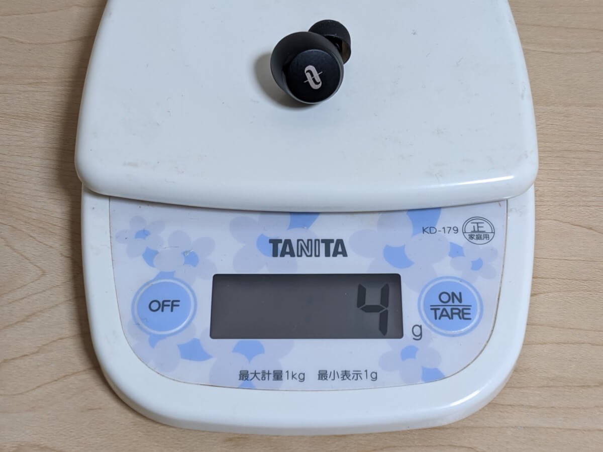 TaoTronics SoundLiberty 97 本体の重さ実測 4g