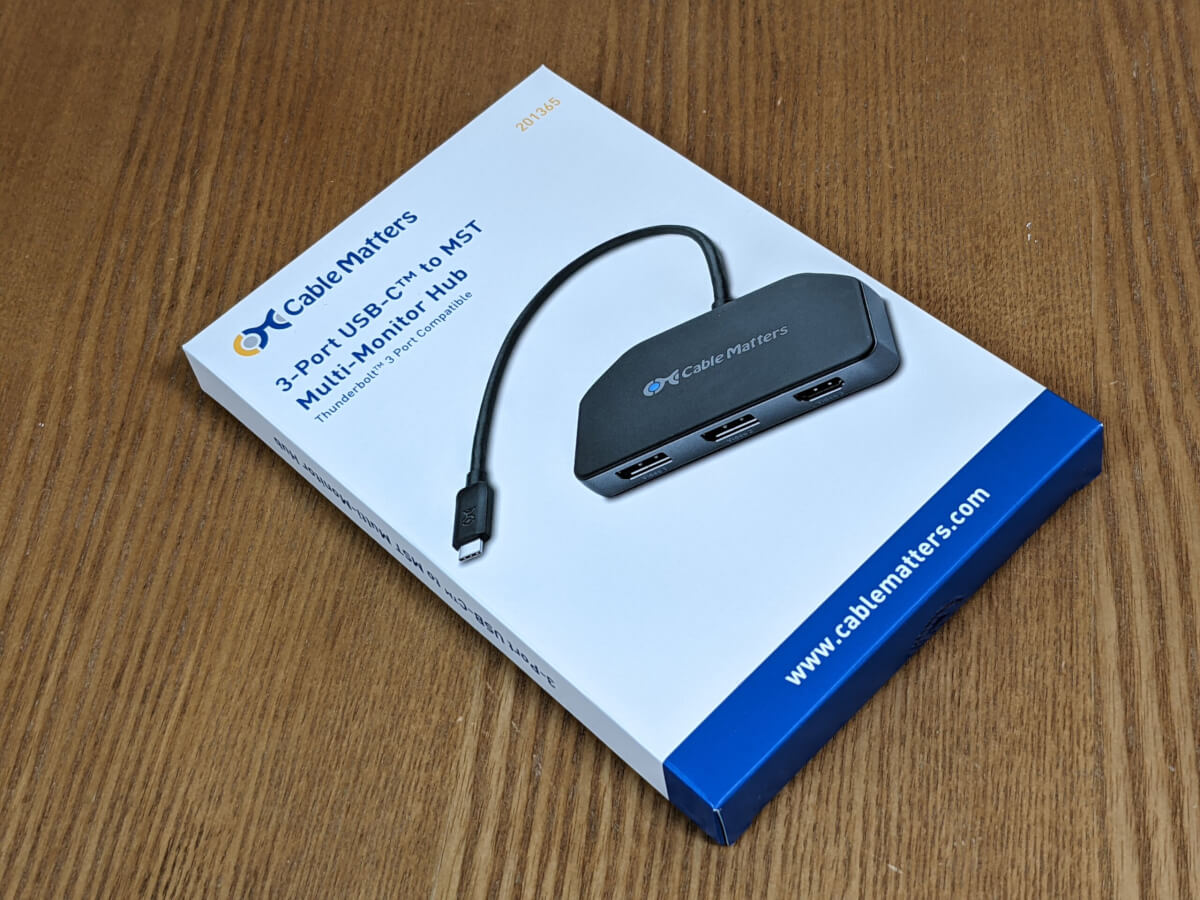 Cable Matters USB-C MSTハブ 到着した新品の箱