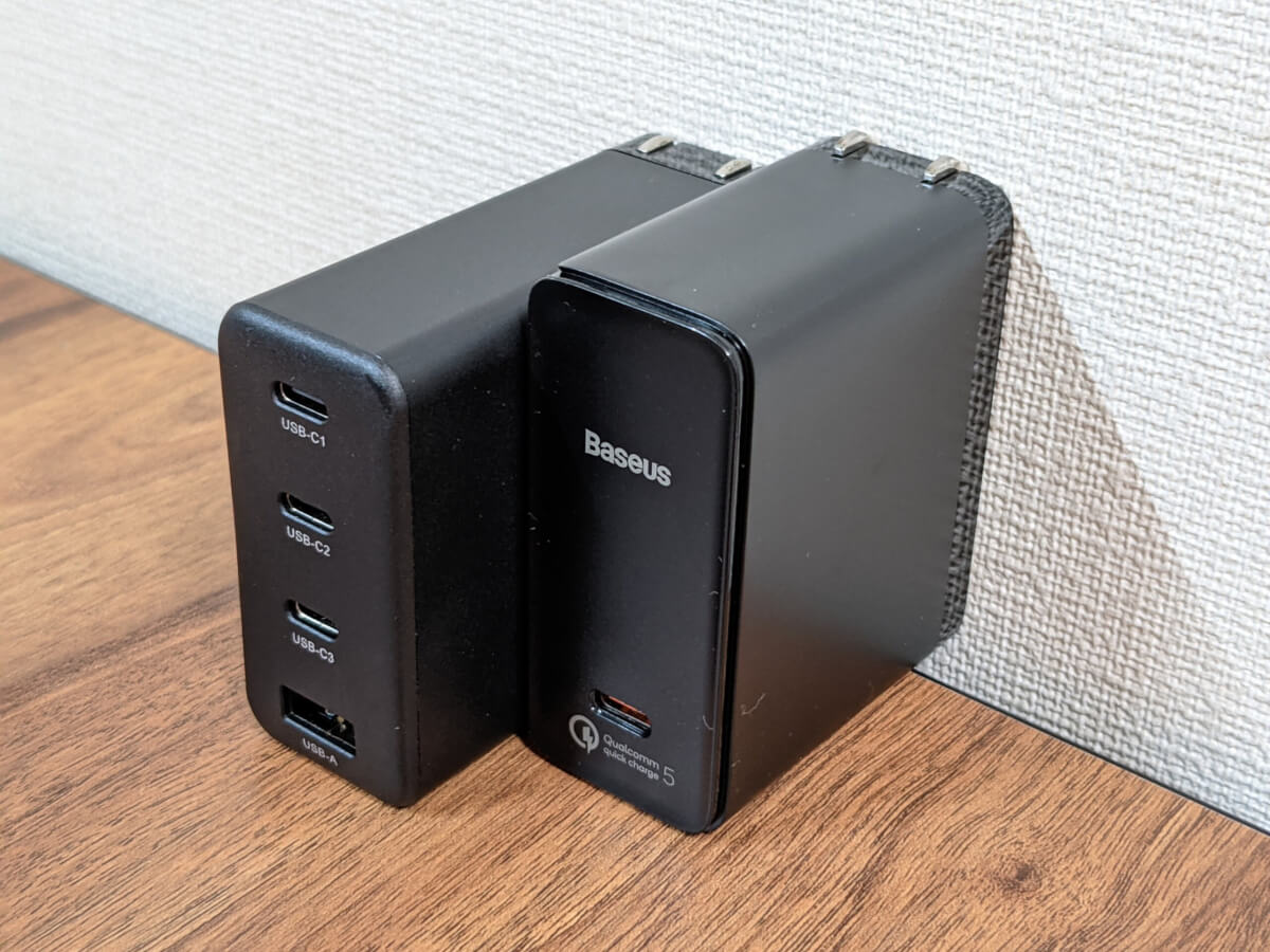 Baseus GaN2 Fast Charger 100W 1C QC5.0 充電器 チャージャー 大きさ 比較 CIOチャージャー