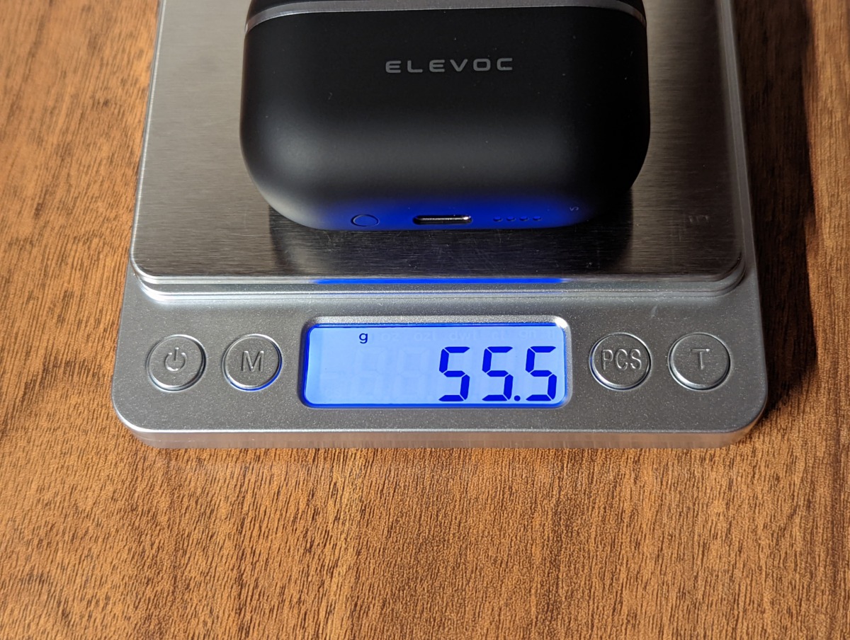 ELEVOC Clear ANC対応完全ワイヤレスイヤホン レビュー 重さ 実測 55.5g