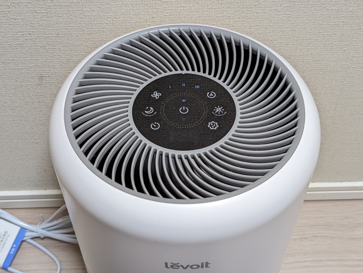 Levoit Core 300S レビュー 花粉対策 花粉除去 スマート空気清浄機 本体 上面 操作盤