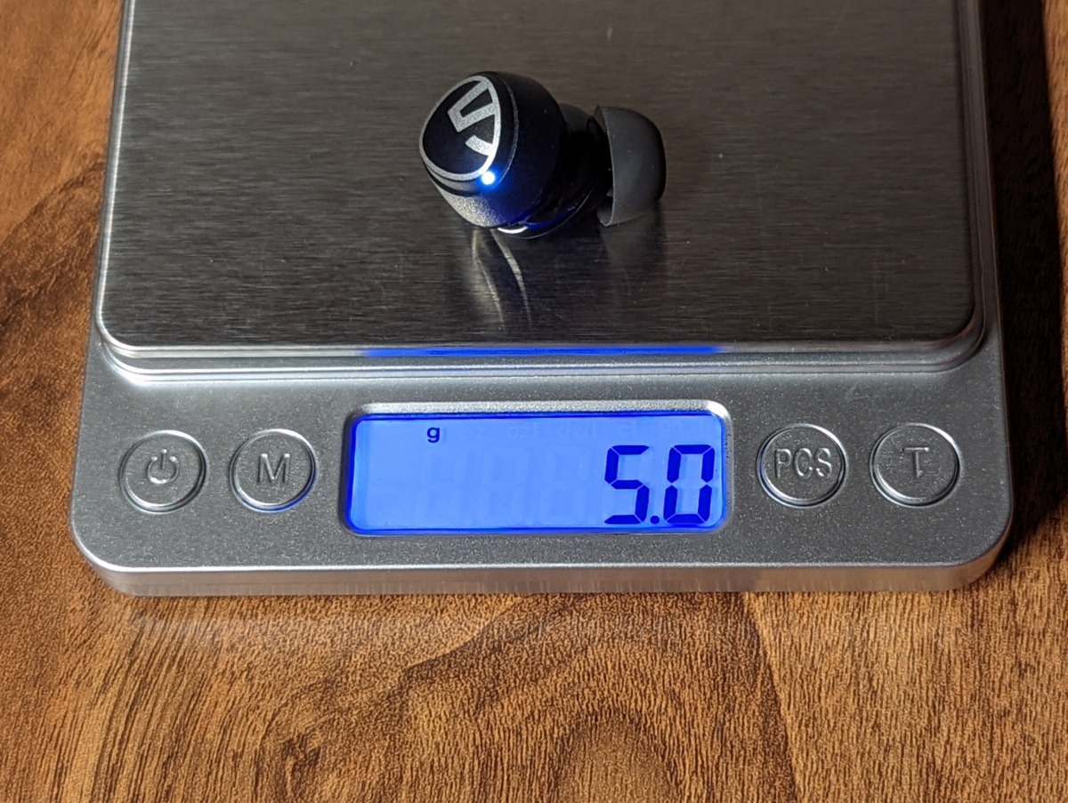 SOUNDPEATS Mini Pro ANC対応完全ワイヤレスイヤホン レビュー 本体の重さ