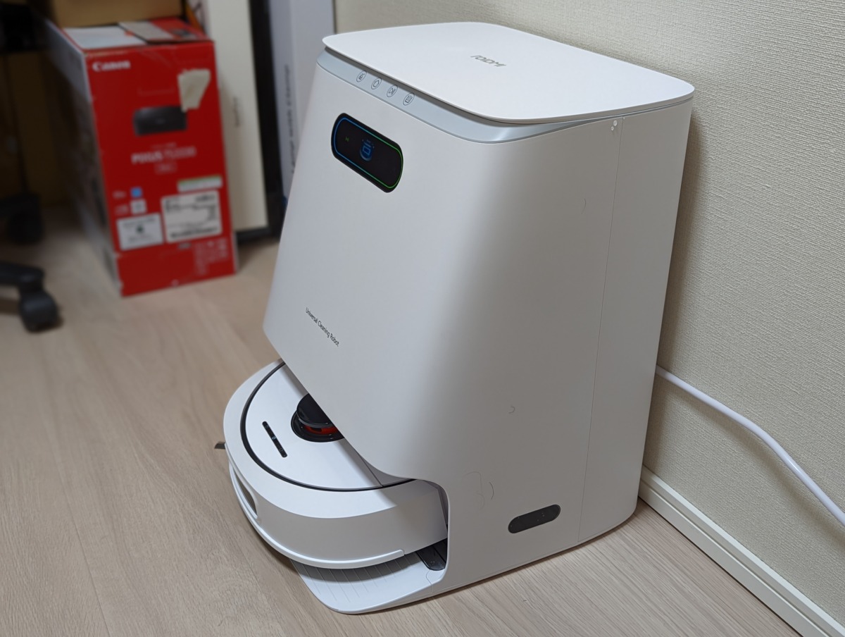 ROIDMI EVA ロボット掃除機 モップ自動洗浄 レビュー ステーションの高さと奥行きイメージ