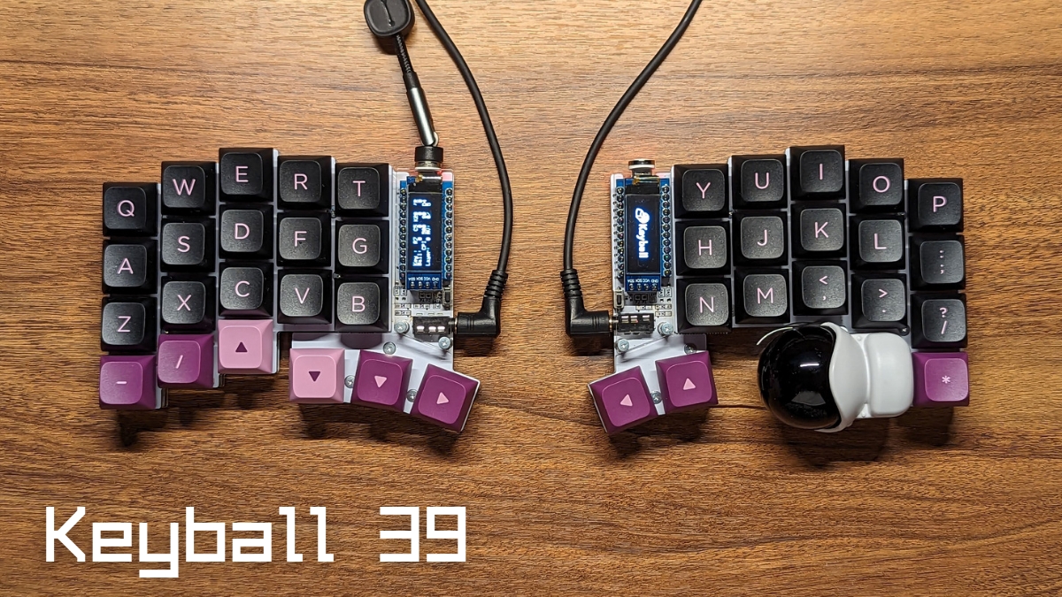 keyball39(PCBとトッププレートが黒、LED実装済)