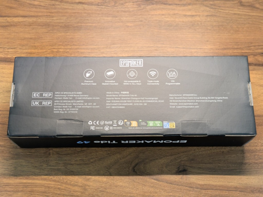 EPOMAKER Tide49レビュー 箱の底面